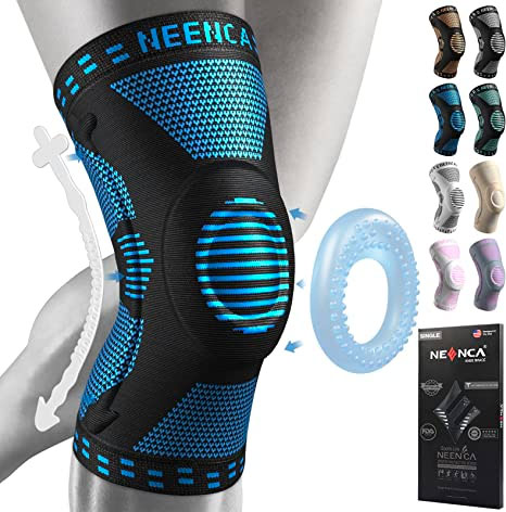 NEENCA Professional Knee Brace, Compression Knee Sleeve with Patella Gel Pad & Side Stabilizers, Knee Support Bandage for Pain Relief, Medical Knee Pad for Running