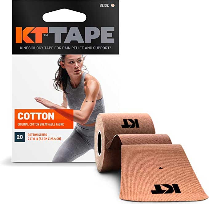 KT Tape, Original Cotton, Elastic Kinesiology Athletic Tape, 20 Count, 10” Precut Strips