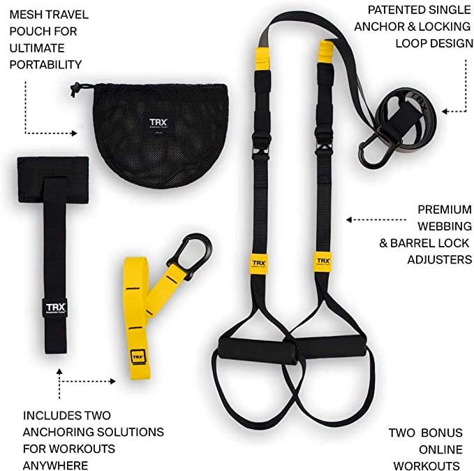 TRX GO Suspension Trainer System, Full-Body Workout for All Levels & Goals, Lightweight & Portable, Fast, Fun & Effective Workouts, Home Gym Equipment or for Outdoor Workouts, Grey