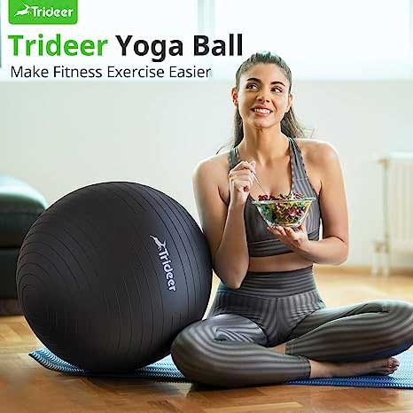 Trideer Extra Thick Yoga Ball Exercise Ball, 5 Sizes Ball Chair, Heavy Duty Swiss Ball for Balance, Stability, Pregnancy, Physical Therapy, Quick Pump Included